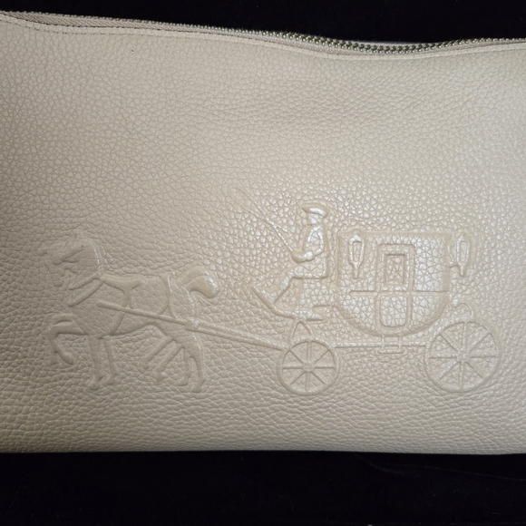 Coach Charley Embossed Horse and Carriage Pebbled Leather Crossbody TAN - Picture 8 of 14